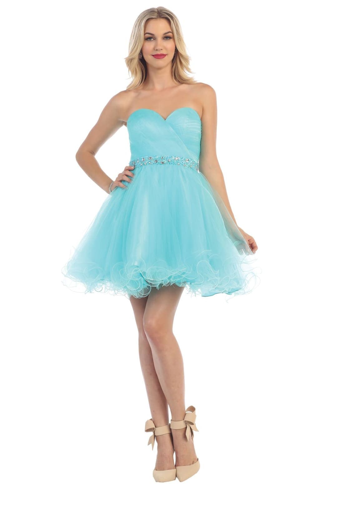 Quince Dama Dresses - Short Quinceanera Dresses in Color Aqua - 8
