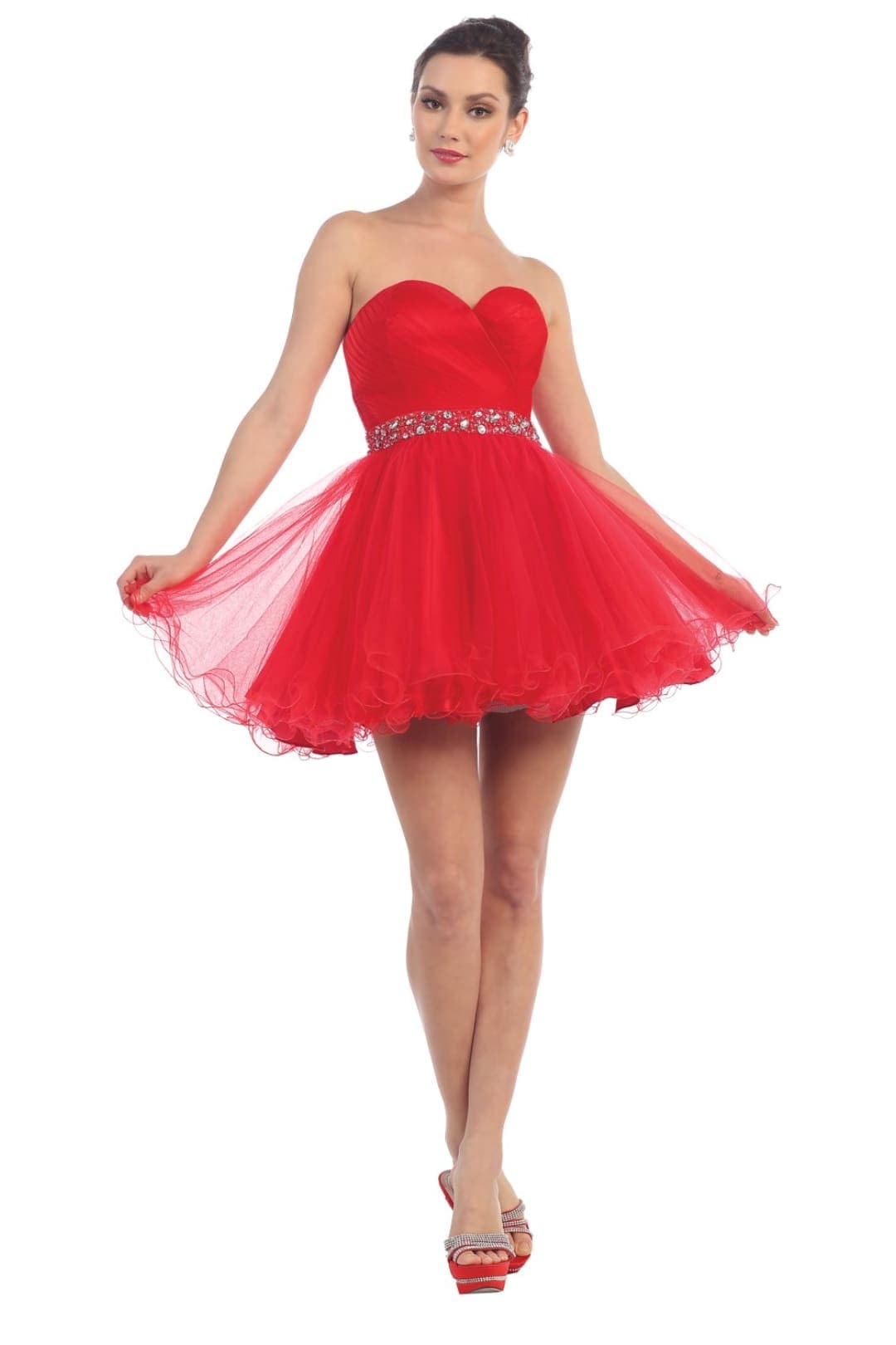 Quince Dama Dresses - Short Quinceanera Dresses in Color Red - 8
