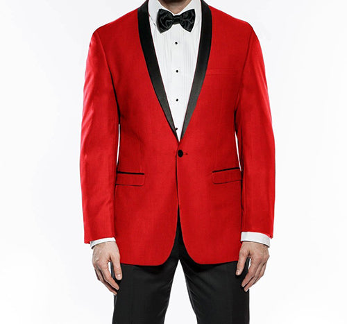 Kingsman Collection - Shawl Collar Slim Fit Tuxedo 2 Piece 1 Button Red - Red