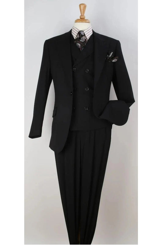 Big and Tall Business Suits - Suits For Big Man - Large Men's Black Vested Suits