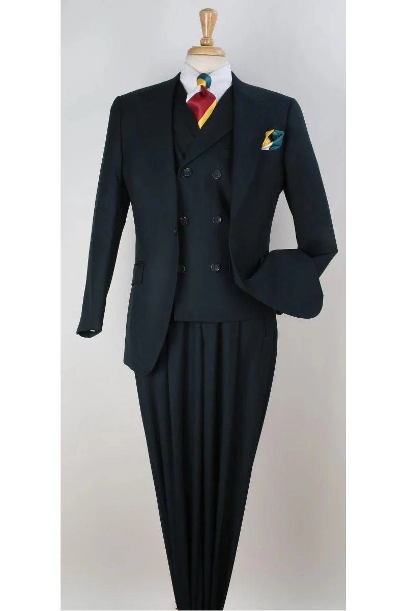 Big and Tall Business Suits - Suits For Big Man - Large Men's Hunter Green Vested Suits suit - 38 Short Jacket+32 Waist Adjustable 28to34)(Height: 5’4”to5’7”)(Neck 15-16.5)S-M)ggg