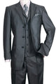 "Black Sharkskin Men's 3-Button Vested Church Suit - Textured Finish"