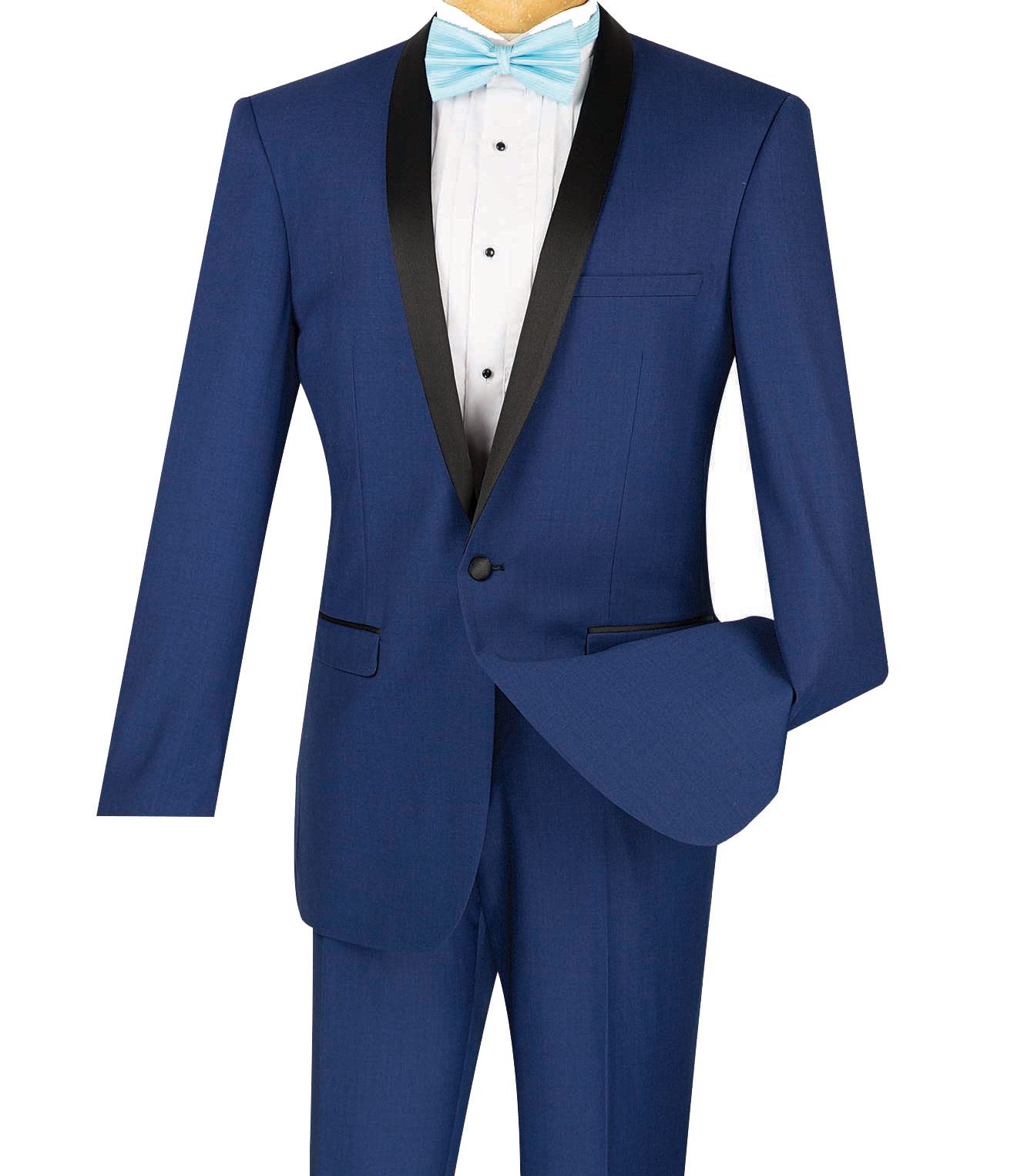 Kingsman Collection - Shawl Collar Slim Fit Tuxedo 2 Piece 1 Button in Blue - Blue