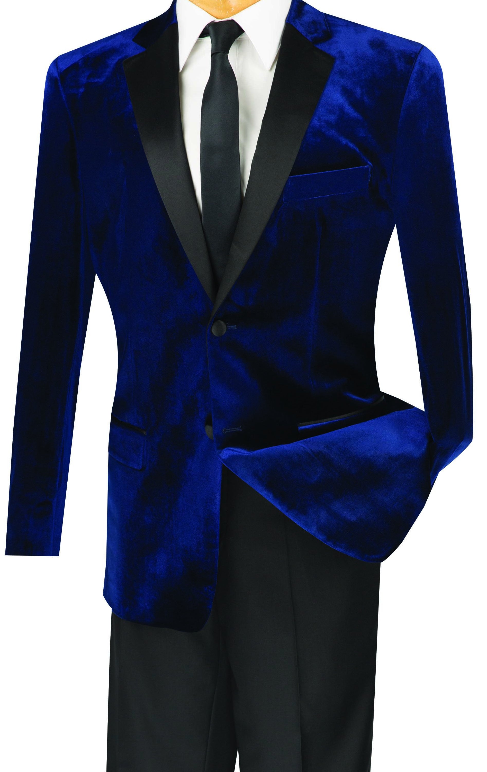 Men's Slim Fit Velvet Tuxedo 2 Piece in Navy - Navy