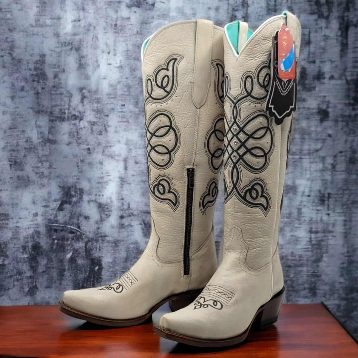 Off White Tall Cowgirl Boots - Off-White