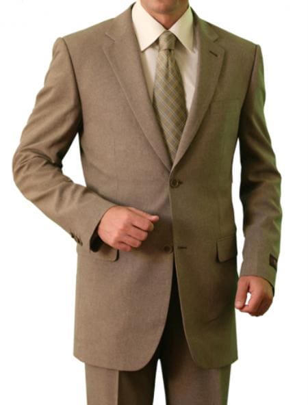 Tan Slim Fitted  Suit  -   Tan Groomsmen Tuxedos - Men's 2 Button Front Closure Notch Lapel Suit - Tan