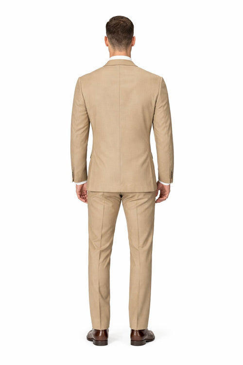 Mens Tiglio Tan Slim Fit Wool Suit Modern Two-Piece Tailored Suit