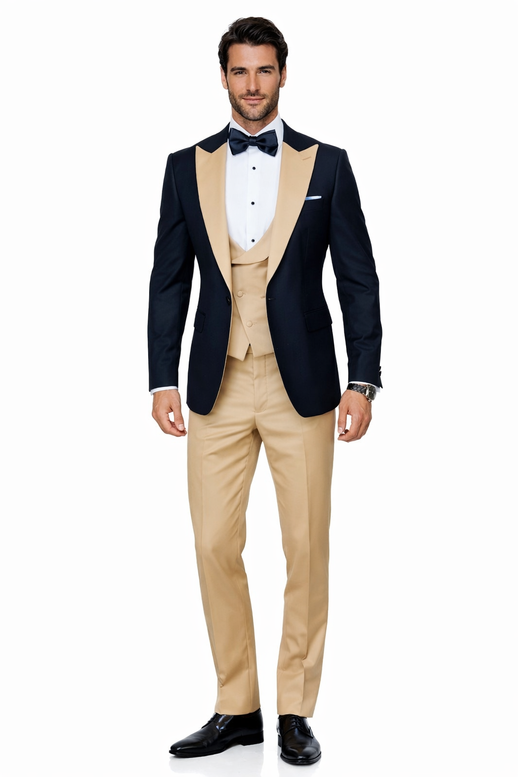 Tan Tuxedo - Beige Champagne Color Tuxedo - 38 Short Jacket+32 Waist Adjustable 28to34)(Height: 5’4”to5’7”)(Neck 15-16.5)S-M)