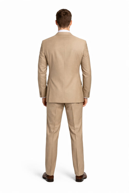 Mens Tan Modern Fit Tiglio Wool Suit Classic Two-Button Tailored Suit