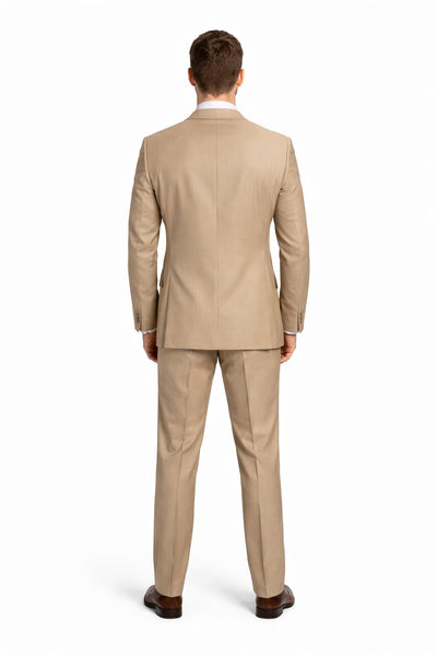 Mens Tan Modern Fit Tiglio Wool Suit Classic Two-Button Tailored Suit
