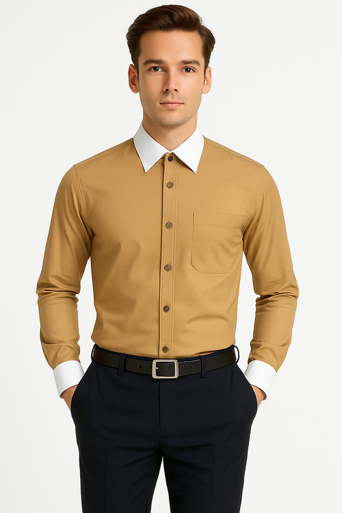 Classic Stylish Fashionable -White Collar Two Toned Contrast white collars Multi-color Men's Dress Shirt