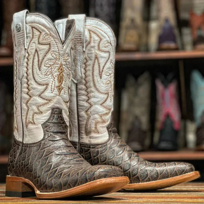 Men's Beau Python Print Square Toe Boots Brown - 6.5