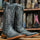 Men's Bexar Genuine Smooth Ostrich Square Toe Boots Black