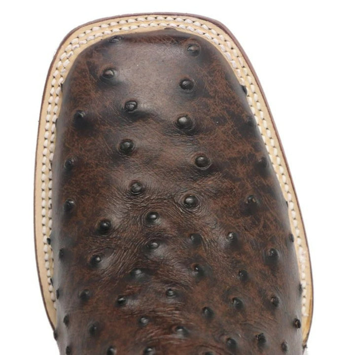 Men's Big Cabin Print Ostrich Square Toe Boots Chocolate - 6