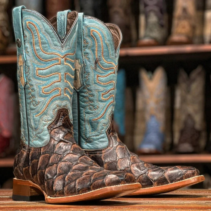Men's Bozeman Print Monster Fish Square Toe Boots Brown - 6