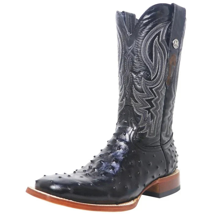 Men's Checotah Print Ostrich Square Toe Boots Black - 6.5