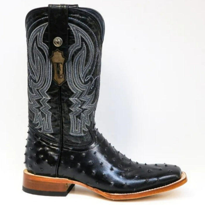 Men's Checotah Print Ostrich Square Toe Boots Black - 6