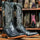 Men's Checotah Print Ostrich Square Toe Boots Black