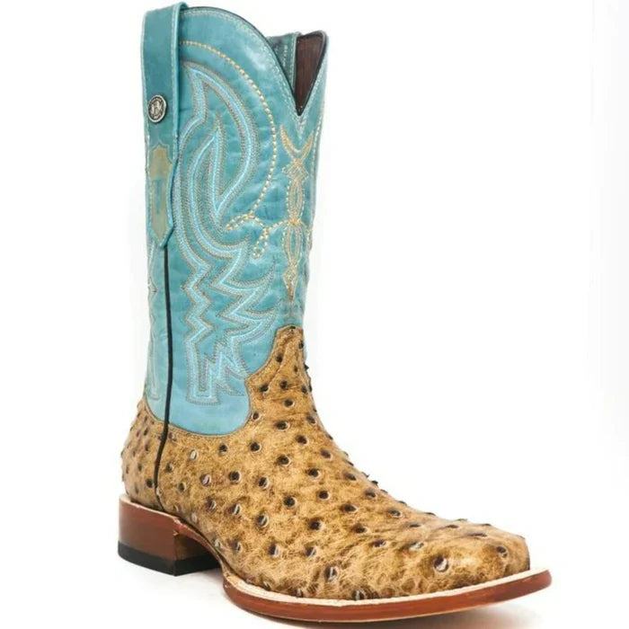 Men's Cooper Print Ostrich Square Toe Boots Matte Rustic Orix - 6.5