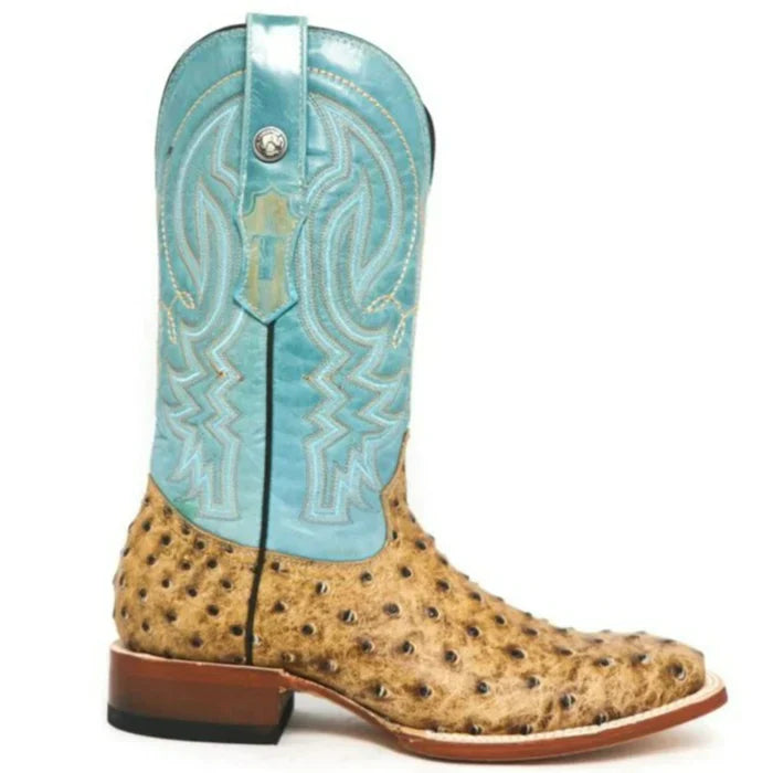 Men's Cooper Print Ostrich Square Toe Boots Matte Rustic Orix - 6.5