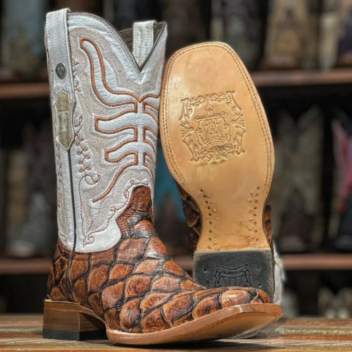 Men's Dillon Print Monster Fish Square Toe Boots Cognac - 6