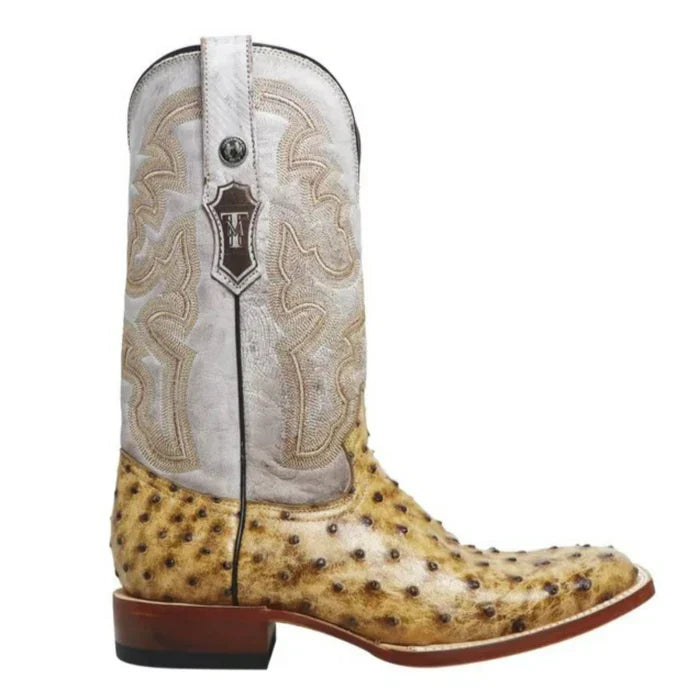 Men's Dutton Print Ostrich Square Toe Boots Rustic Orix: - 6.5