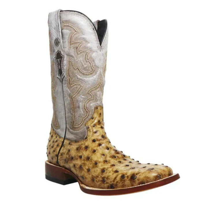 Men's Dutton Print Ostrich Square Toe Boots Rustic Orix: - 6.5