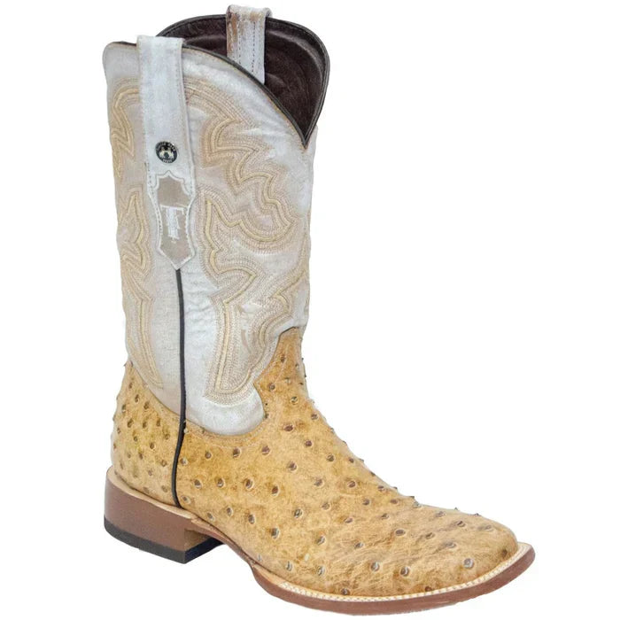 Men's Dutton Print Ostrich Square Toe Boots Rustic Orix: - 6.5