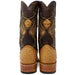 Men's Genuine Full Quill Ostrich Square Toe Boots Antique Saddle - 6