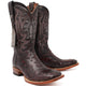 Men's Genuine Full Quill Ostrich Square Toe Boots Black Cherry