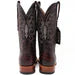 Men's Genuine Full Quill Ostrich Square Toe Boots Black Cherry - 6.5