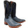 Men's Genuine Full Quill Ostrich Square Toe Boots Blue Jean