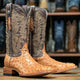 Men's Genuine Full Quill Ostrich Square Toe Boots MD Saddle