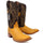 Men's Genuine Full Quill Ostrich Square Toe Boots Antique Saddle
