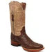 Men's Genuine Full Quill Ostrich Square Toe Boots Cherry Wood - 6