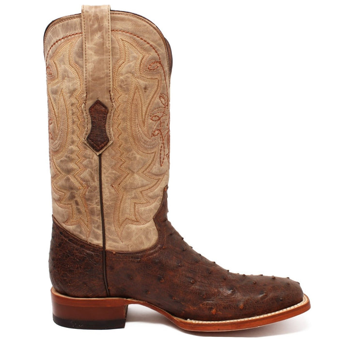 Men's Genuine Full Quill Ostrich Square Toe Boots Rio Grand Antique - 6