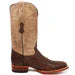 Men's Genuine Full Quill Ostrich Square Toe Boots Cherry Wood - 6