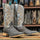 Men's Genuine Full Quill Ostrich Square Toe Boots Dark Brown
