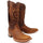 Men's Genuine Full Quill Ostrich Square Toe Boots Oiled Brandy