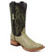 Men's Genuine Full Quill Ostrich Square Toe Boots Olive Green - 6