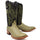 Men's Genuine Full Quill Ostrich Square Toe Boots Olive Green