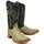 Men's Genuine Full Quill Ostrich Square Toe Boots Olive Green