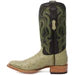 Men's Genuine Full Quill Ostrich Square Toe Boots Olive Green - 6