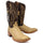 Men's Genuine Full Quill Ostrich Square Toe Boots Oryx