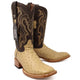 Men's Genuine Full Quill Ostrich Square Toe Boots Oryx