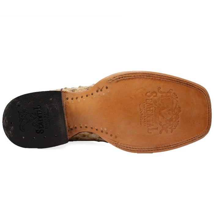 Men's Genuine Full Quill Ostrich Square Toe Boots Rio Grand Antique - 6