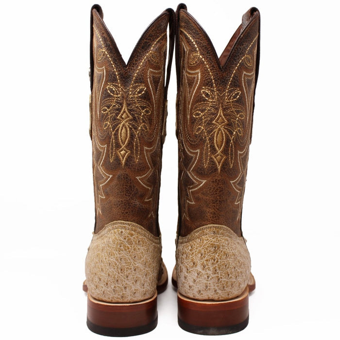 Men's Genuine Full Quill Ostrich Square Toe Boots Rio Grand Antique - 6