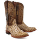 Men's Genuine Full Quill Ostrich Square Toe Boots Rio Grand Antique