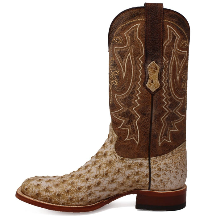 Men's Genuine Full Quill Ostrich Square Toe Boots Rio Grand Antique - 6