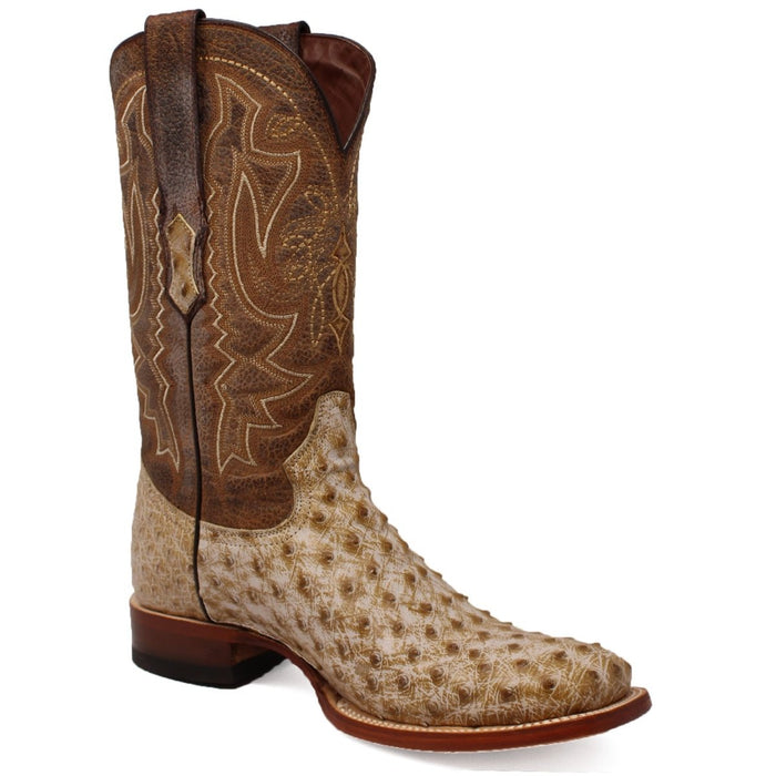 Men's Genuine Full Quill Ostrich Square Toe Boots Rio Grand Antique - 6